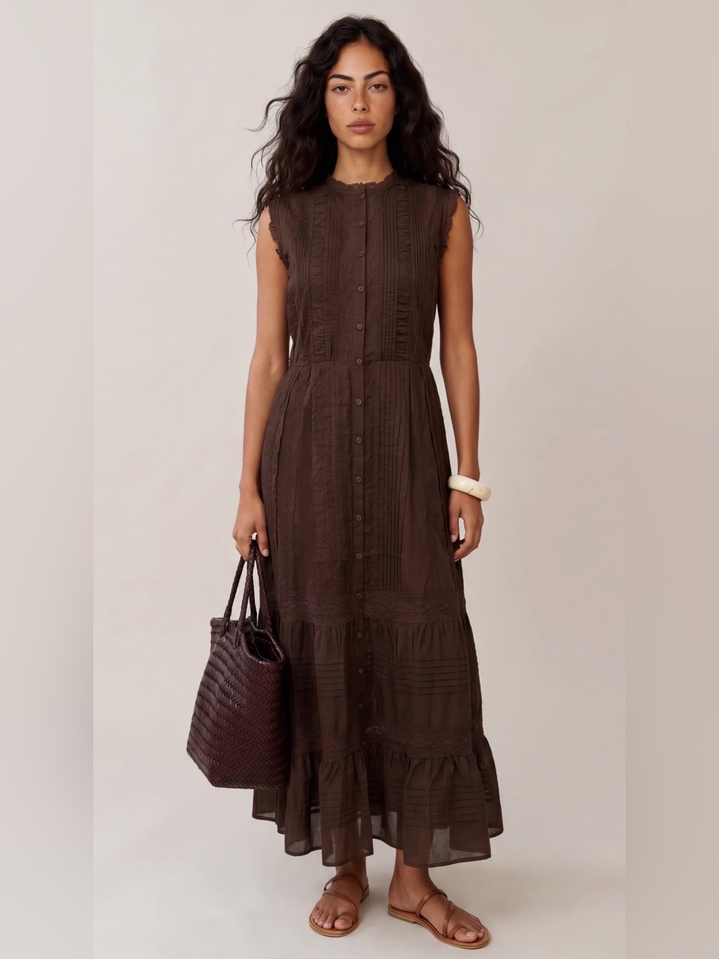 Women’s Sleeveless Maxi Dress In Dark Brown